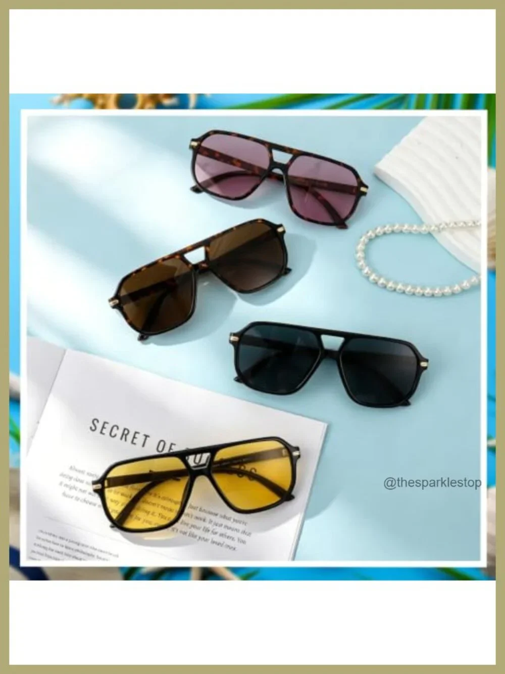 Oversized Square Sunglasses UV400 Retro 70s 80s 90s Unisex 3-Pack